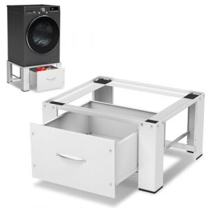 Jaxguom Support de machine &agrave; laver blanc avec tiroir int&eacute;gr&eacute;, socle r&eacute;glable pour s&egrave;che-linge &agrave; tambour et cadre de cong&eacute;lateur (Yuet-Chi, neuf)
