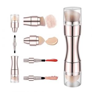 Applicateur r&eacute;tractable 4 en 1 &ndash; Pinceaux de maquillage pour le visage, les yeux, les l&egrave;vres | Outil de beaut&eacute; compact | Pour fard &agrave; joues, poudre, fard &agrave; paupi&egrave;res, fond de teint, femmes et filles (wonyik, neuf)