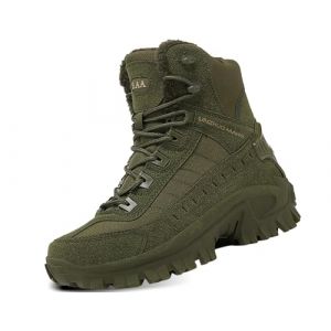 5.AA IYVW B666 A Bottes de l'armée Bottes d'hiver Homme Chaud Doublé Fourrure Imperméable Neige Bottines Confortable Antidérapant Chaussure vert 45 EU (IYVW, neuf)