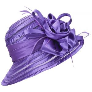 HilyBony Chapeau Kentucky en organza pour femme - Chapeau Derby - Pour mariage, église, thé, fête, été, violet, M (wodege, neuf)