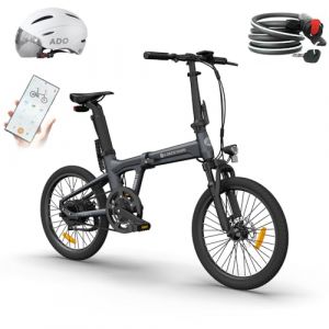 Vélo électrique Pliant ADO Air20S 20", Léger 18,5 kg, Entraînement par Courroie, Max 25km/h, Pédalage Assisté, Capteur de Couple, Batterie 36 V 9,6 Ah, Autonomie de100 KM (Version Amortisseur) (Gris) (ADO Direct(FR), neuf)