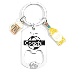 JRZDFXS Cadeau Fan de Basket Coach Porteclef D&eacute;capsuleur Original Porteclef Personnalis&eacute; pour Basket Chasseur Football Golfeur Motard P&ecirc;cheur Cycliste Rugby Cadeau (Super Coach) (hainingbofeidianzishangwuyouxiangongsi, neuf)