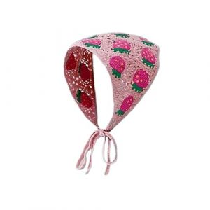 Foulard Triangle Cheveux Bandeau triangulaire fait main au crochet, fleur, fraise, foulard, chapeau, bandeau tricot&eacute; for filles, serviette(Color-06) (huxiaohong666, neuf)