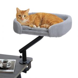 PAWZ Road Lit pour Chat de Bureau avec Balle en Peluche Interactive, Panier pour Chat, Support pivotant &agrave; 360&deg;, hamac pour avec griffoir, lit pour, supporte Jusqu&rsquo;&agrave; 22,5 kg, Gris (Johnson SY, neuf)