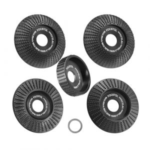 FOCSTOL Disques Bois Meuleuse - 5 pièces (4 pièces 100mm+1 pièce 75mm) Meuleuse à Bois pour Meuleuse d'angle avec Arbre 22,23/15,875mm pour Bois Meuler Façonnage Polissage Sculpture (FOCSTOL TOOLS, neuf)