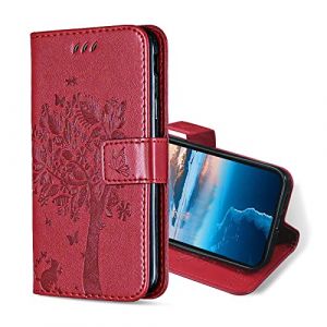 KANVOOS Coque pour iPhone SE 2020 / SE 2022/8 / 7, Etui Protection Housse Premium en Cuir PU, Antichoc Étui à Rabat Portefeuille Flip Case pour iPhone SE 2020 / SE 2022/8 / 7 (Rouge) (CONBER, neuf)