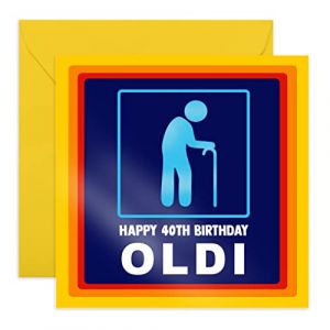 Central 23 - Carte d'anniversaire humoristique pour 40e anniversaire pour homme – « Happy 40th Birthday Oldi » – Cadeau hilarant pour son quatrième anniversaire – Pour mari – 40 ans (Central 23 ✌️, neuf)