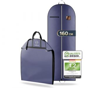 FiRiO 1 x Premium Housse Robe Longue 160cm I MATÉRIEL JUSQU'À 50% PLUS ÉPAIS I Porte Housse Costume Voyage Pliable I Housse Vetement Voyage I Housse Vetements à Suspendre I Housse Chemise I 160x60cm (RIC-TECH FRANCE, neuf)