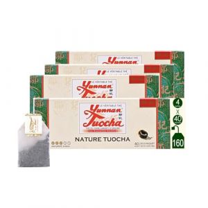 Yunnan Tuocha – Thé Tuocha 100% Naturel - Régule le Cholestérol & Drainant – Recharge 160 Sachets (4x40) - 320g - Origine Yunnan Garantie (L'élégance - Version 1978-2015) (ZOUJI TUOCHA, neuf)