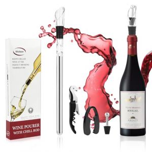 Vicloon B&acirc;ton de Refroidissement &agrave; Vin en Acier Inoxydable, 4 en 1 Rafraichisseur de Bouteille de Vin B&acirc;ton, Tige Refroidissante, Rafra&icirc;chisseur &agrave; Vin avec A&eacute;rateur et Bec Verseur Anti-Goutte (Vicloon&reg;-FR, neuf)