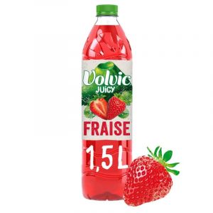 VOLVIC Eau Fruitee Juicy Fraise 1.5L - Boisson rafra&icirc;chissante &agrave; la fraise pour une pause fruit&eacute;e - 1500g - Lot De 4 - Vendu Par Lot (March&eacute; Parisien, neuf)