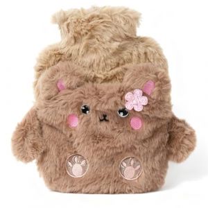 Bouillotte Enfant 500ML, Bouillotte Mignonne avec Housse en Peluche, &agrave; Eau Chaude Antid&eacute;flagrante, Amovible et Facile &agrave; Nettoyer, Convient aux Enfants et Adultes, Design Ours (JiaHeHe, neuf)