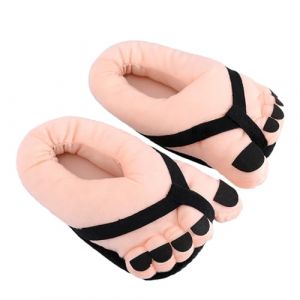 Pantoufles fantaisie en peluche Funny Foot | Chaussures &agrave; gros orteils Pantoufles dr&ocirc;les | Pantoufles Big Toe en coton | Grandes pantoufles au design int&eacute;ressant,chaussures d'hiver pour hommes femmes (feelbiao, neuf)