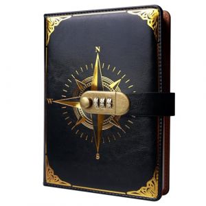 WANDGU Journal de voyage vintage avec cadenas : format A5 cr&eacute;atif en cuir synth&eacute;tique avec cadenas, journal intime avec code, journal intime avec serrure &agrave; combinaison pour le bureau, l'&eacute;cole, la (SOCARE PRODUCTS LIMITED, neuf)