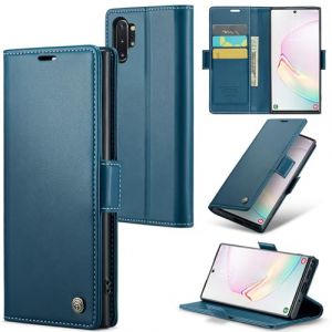 Rerzoiro Coque pour Samsung Galaxy Note10 Plus, &Eacute;tui Housse en RFID Protection Premium PU Cuir Portefeuille Rabat Case Magn&eacute;tique Stand Antichoc, &Eacute;tui Case pour Samsung Galaxy Note10 Plus, Bleu (Velaroa, neuf)