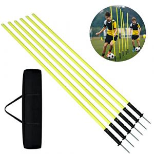 Aufun Set de piquets de Slalom 180cm, Set de 6 piquets d'entra&icirc;nement Agility pour l'agility & l'entra&icirc;nement de Coordination - pour Le Football & Les Sports canins (1.8M) (Jodanyong, neuf)
