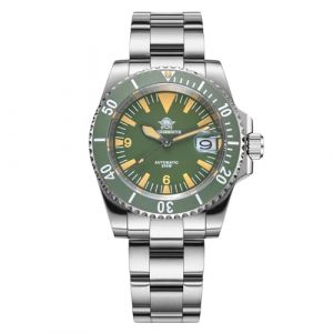 ADDIESDIVE Montre plong&eacute;e Automatique Hommes Style r&eacute;tro Lunette en c&eacute;ramique givr&eacute;e &Eacute;tanche 200M NH35A Verre Saphir synth&eacute;tique, Vert Vintage (ADDIESDIVE, neuf)