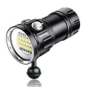 Sursnong N15 6000 Lumens Lampe de plongée – Lampe vidéo sous-Marine Professionnelle avec CRI 90, lumière Blanche 6500 K, pour la plongée, la Photographie (étanchéité IP68, Profondeur 80m) (Sursnong, neuf)