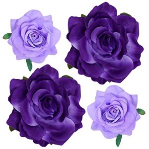 Pinces à cheveux roses, 4 pièces, épingles à cheveux en tissu, style mexicain, pour femme, fille, mariage, fête des mères (2 tailles) (Violet) (hongwuzhenxiaodianpu, neuf)