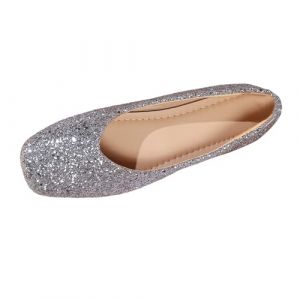 Ballerines classiques pour femme - Semelle profil&eacute;e - Paillettes brillantes - Chaussures pour femme - Plateforme basique - Confortables - Tendance - Points plats - Brillantes - Dor&eacute;, argent&eacute;, 39 (MGOZD, neuf)