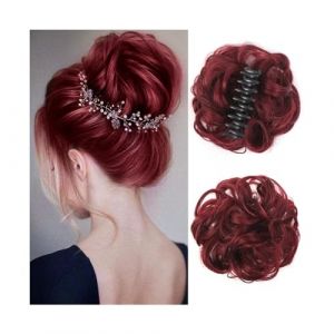Postiches Cheveux Chignon Postiche synthétique à pince for Chignon salissant, postiche ondulée et bouclée, Extensions de queue de cheval, chouchou for femmes Postiche Chignon(99J) (humeiouzhou2024, neuf)
