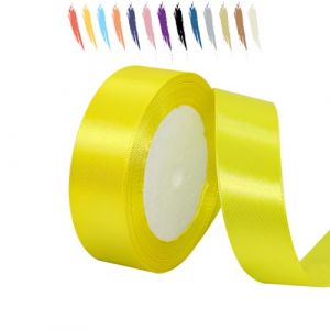 25mm Jaune Citron Ruban Satin pour Emballage Des Cadeaux,23 mètres Polyester Rubans pour Bouquets,Ballon,Couture,Nœuds,Gâteau,Satin Ruban Roll pour Décoration de Mariage/Anniversaire/Noël/Fête (Salty-Doggie, neuf)