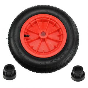 Masterpart 14" 3,50-8 Roue complète pour brouette, chambre à air, pneu et bagues de réducteur d'essieu 1/2" pour chariot de jardin, brouette, chariot, remorque (Rouge) (First4Spares, neuf)