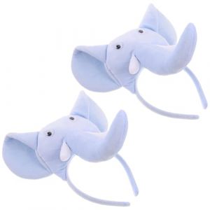 MUCKLILY Lot de 2 Serrage-T&ecirc;tes &Eacute;l&eacute;phant en Peluche Bleu Ciel Bandeaux Animaux pour Gar&ccedil;on et Filles Accessoires de D&eacute;guisement D&rsquo;Anniversaire et F&ecirc;tes Costum&eacute;es Couvre-Chefs Cosplay (Senike, neuf)