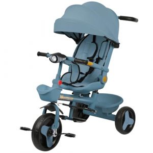 Poussette Compacte - Jusqu'à 25 kg, Inclinable, Pliable avec Porte-Gobelet, Habillage Pluie, Capote Pare-Soleil (UPF 50+) et Panier Course XL-100 * 75 * 50cm-Bleu (Hechheu, neuf)
