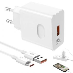 66W Supercharge Chargeur Rapide pour Honor Huawei 200 Lite 400 Magic7 Lite, Chargeur Rapide Supercharge avec USB C 1.5m pour Honor 90 Lite 200 Lite 70 Lite X6/8b Pad X8a X9 Magic5/6 6Pro 6Lite 5 5Pro (Mao Huihui, neuf)
