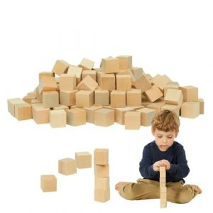 cube bois 1cm x 1cm x 1cm 500 pi&egrave;ces mini blocs en bois naturel non trait&eacute; pour bricolage, activit&eacute; manuelle, d&eacute;coration, &eacute;ducation, mod&eacute;lisme, couleur bois clair (DDSF, neuf)