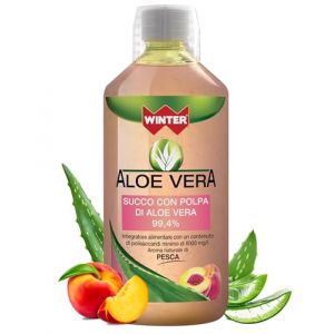 Aloe Vera &agrave; boire 99,4 % avec pulpe naturelle au go&ucirc;t de la p&ecirc;che &ndash; jus sans halog&egrave;ne, fabriqu&eacute; en Italie, 1000 ml &ndash; Compl&eacute;ment purifi&eacute; et digestif, frais et agr&eacute;able &agrave; boire tous les jours (GDPharma, neuf)