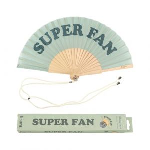 Fisura - &Eacute;ventail original bleu avec message "super fan". &Eacute;ventail en bois moderne et amusant. &Eacute;ventail bleu. Dimensions : 42,5 x 23. Mat&eacute;riau : Bois et textile. (FISURA, neuf)