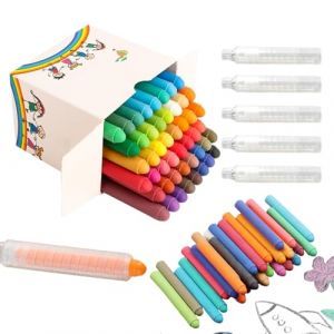 Canzoon Street Chalk Craie pour enfants 48 pièces colorées avec 5 pièces porte-craie transparent craie murale sans poussière stylos à craie pour tableau noir facile à nettoyer pour l'école, le bureau (Canzoon, neuf)
