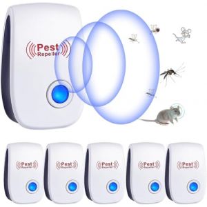 Répulsif Ultrason Anti-Rongeurs Insectes, 6 Pack Ultrason Anti Moustique Ultrason Souris et Rats, Intérieur Répulsif Électronique Insectes pour Souris, Rats Fourmis Araignées Moustiques (HSfenting, neuf)