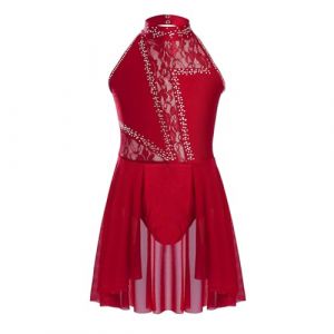 Oyolan Enfant Fille Robe Danse Classique Ballet Justaucorps Gymnastique Robe Danse Contemporaine Asymétrique Costume Spectacle 5-16 Ans B Bordeaux 9-10 Ans (Oyolan EU, neuf)