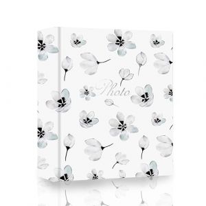 Glodenmemo album photo de 10x15 cm &agrave; 304 pochettes, impression de couverture pour 304 photos horizontales pour mariage, vacances, famille de b&eacute;b&eacute; (Blanc) (Stand Wide Art, neuf)