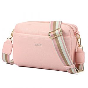 AIFILLE Sacoche T&eacute;l&eacute;phone Portable avec Bandouli&egrave;re, Petit Sac Bandouliere Femme pour Telephone Portable en Cuir Sac &agrave; Main avec 4 Comparitments et Large Sangle R&eacute;glable Sac Bandouli&egrave;re Fille, Rose (AIFILLE, neuf)