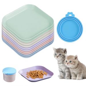 FAURAPMNG Lot de 11 Bols de Nourriture pour Chat, 10 Assiettes Sans Fatigue avec 1 Couvercle, Gamelle Peu Profonde en Plastique pour Alimentation Humide (FAURAPMNG EU, neuf)