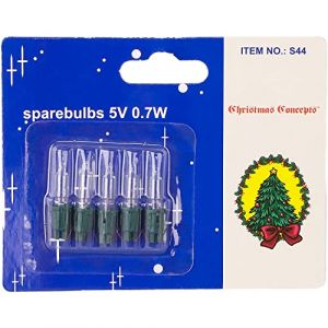 FDL Lot de 5 ampoules transparentes avec base verte 5 V 0,7 W 0,14 A (S44) (Christmas Concepts Ltd, neuf)