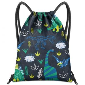BHAHB Sac &agrave; dos &eacute;tanche avec Cordons de Serrage&zwnj;, Pour Sport, Plage, Piscine & Voyage, Style Mignon pour homme et femme (Z12-Dinosaure vert) (Yosadol, neuf)