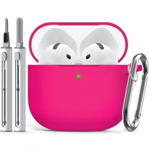 Inesore Compatible with AirPods 4 Case with Cleaning Kit, Silicone Protective Case Cover for Apple AirPod 4 (2024/ANC), Unisex Design - Rose Pink (Enbluen, neuf)