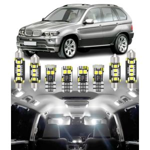 BMT xms Kit d'éclairage LED intérieur pour voiture - Remplacement pour BMW X5 E53 1999-2006, éclairage intérieur blanc 6000K, 19 pièces (BMTxms LED, neuf)