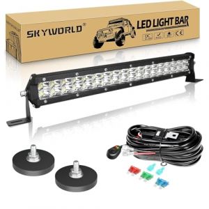SKYWORLD Barre Rampe LED 108W,Etanche LED Light Barre Rampe 12V avec Faisceau de Câblage kit et Magnétique Base Ventouse Support pour 4x4 Off Road Camion Véhicule Voiture (FSYP, neuf)