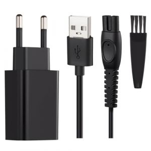 Chargeur USB Cordon de charge pour rasoir Philips 5V - Compatible avec QP2724, QP2734, QP2824, QP2834, X3001, S3145, MG5910, BG5021 - Adaptateur secteur avec c&acirc;ble de 1,5 m et brosse de nettoyage, Pas (HongJinHe, neuf)