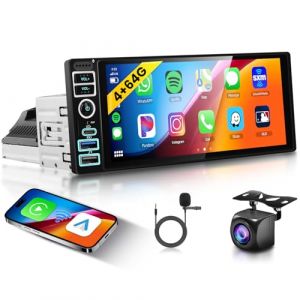 4G+64GB Android Autoradio 1 Din avec Carplay et Android Auto sans Fil, Hodozzy 6,9 Pouces Ecran Tactile 1 Din Post Radio Voiture avec GPS, Lien Miroir, Bluetooth, WiFi, DSP FM/RDS, USB/Type-C, Cam&eacute;ra (Hodozzy Store, neuf)