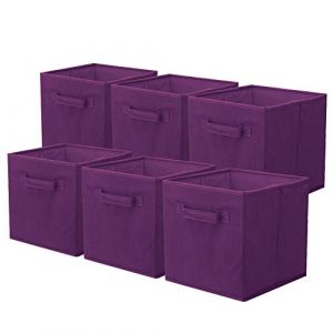 PowerKing Lot de 6 bacs cubiques de rangement pliables en tissu pour placard et jouets, Polypropylène, violet, purple (PowerKing FR, neuf)