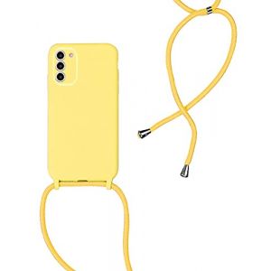 Coque pour Samsung Galaxy S21 Ultra 5G, Cordon Collier Etui Housse de Protection en Silicone avec Collier Telephone Portable Silicone avec Cordon Stylée Coque avec Réglable Cordon, Jaune (SiGrid, neuf)