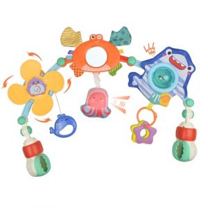 Coriver Arche Eveil Bebe, Réglable Arche D'activités pour Bébé avec Hochet Moulin à Vent, Arche Poussette Bebe pour Plupart Poussettes, Jouets D'éveil Bebe Cadeau pour 0 3 6 12 Mois Garçon Fille (Coriver, neuf)