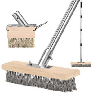 IDUNSEED Lot de 2 brosses en mousse - Polaire noir - Brosse m&eacute;tallique et brosse de sol - Balai m&eacute;tallique avec manche amovible de 165 cm - Convient pour nettoyer les mauvaises herbes sur les (Great artwork, neuf)
